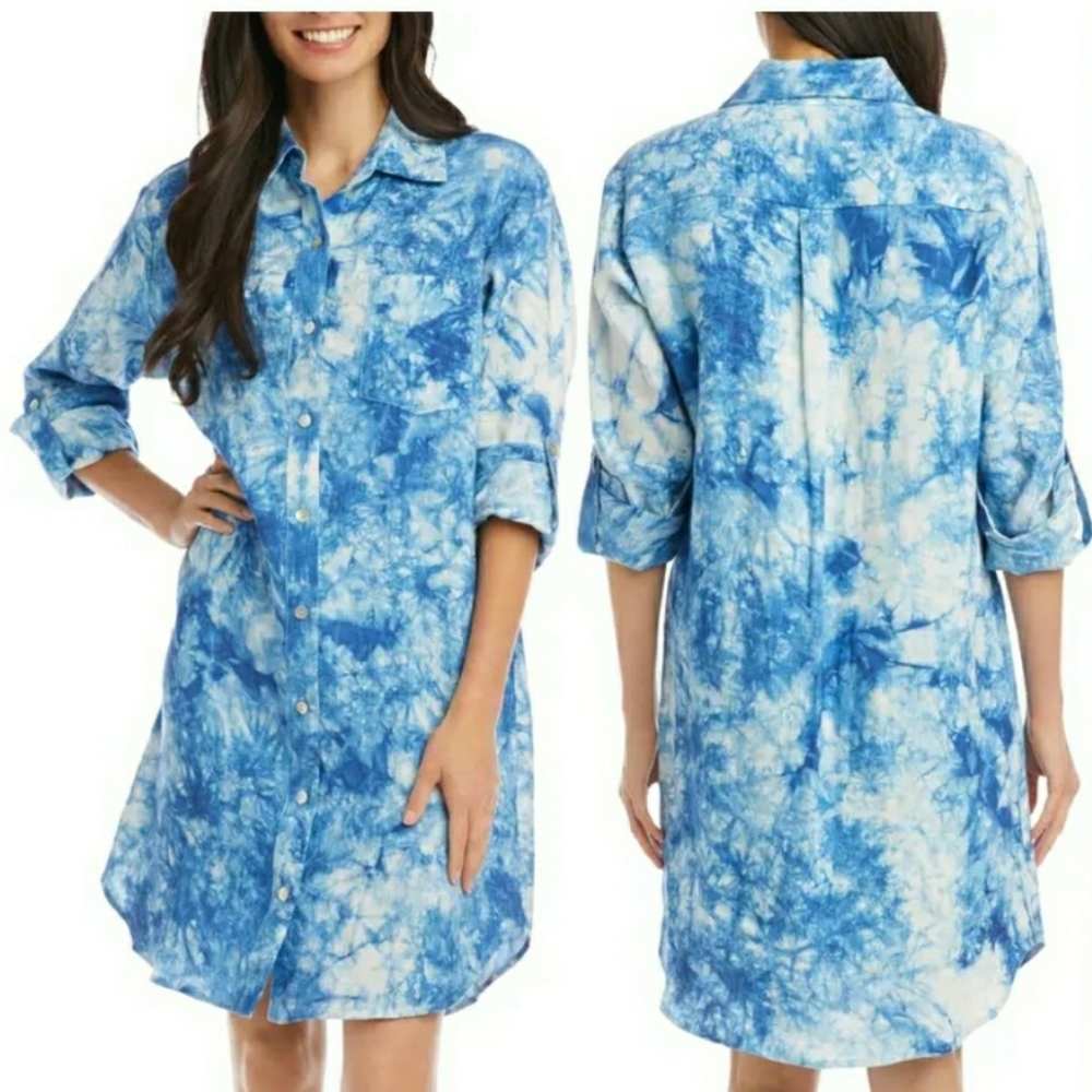 Karen Kane Tie Dye Linen Shirtdress